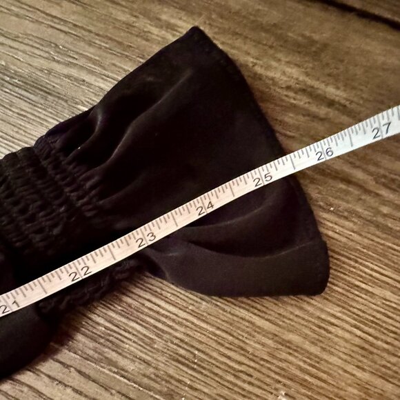 Express Black Smocked Neck Ruched Long Sleeve Blouse | Size M - Picture 6 of 13